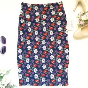 Lularoe Cassie Pencil Skirt SZ XS Navy Blue Red